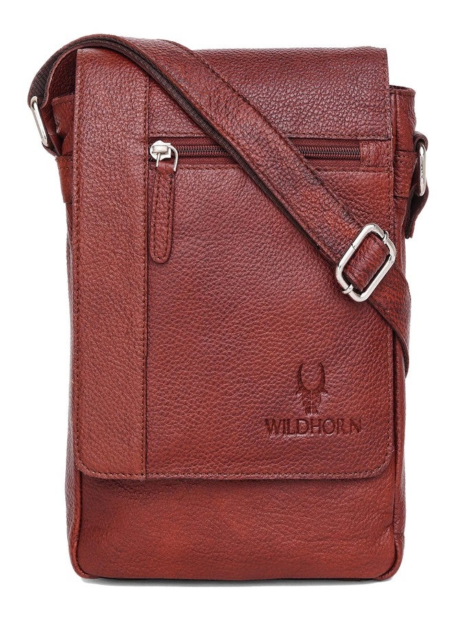 WildHorn Leather Sling Messenger Bag for Men I Multipurpose Crossbody Bag I Travel Bag with Adjustable Strap I IDIMENSION: L- 8 inch H- 10.5 inch W- 2.75 inch (MAROON1) - Image 2