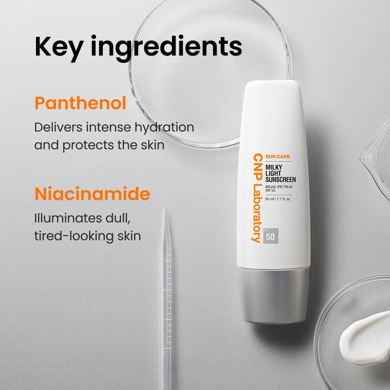 CNP Daily Milky Light Sunscreen (1.7 fl. oz.) - Broad Spectrum SPF 50 UV Protection with Niacinamide, for Face & Body, No White Cast, Fast Absorbing, Non-Greasy Finish, Gifts for Women - Image 5
