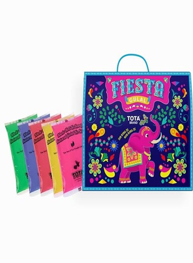 Tota Fiesta Gulal Holi Colour Gift Pack | Organic Holi Gulal for Safe and Natural Holi | Skin Friendly Easy to Wash Herbal Holi Colors Powder - Set of 5 Holi Colours Powder in Attractive Bag Packing - Image 5