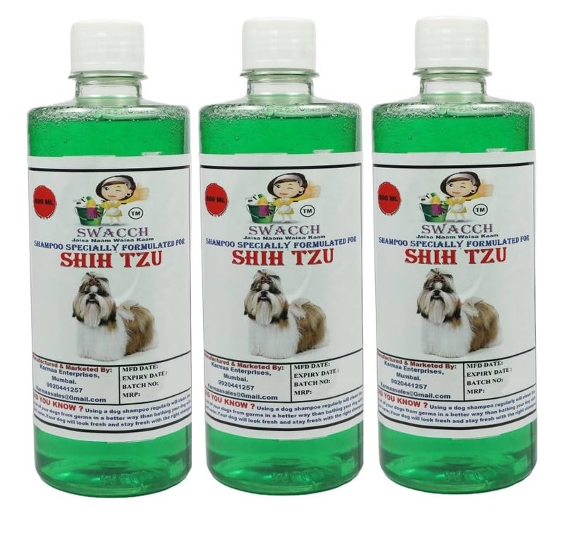 swacch Shampoo | Puppy Safe Shampoo | PH Balanced | Ditch to Itch for Shih Tzu Dog Shampoo 500ml Pack of 3 (Neem Alovera) + Spike Ball Chew Toy Combo Pack - Image 2