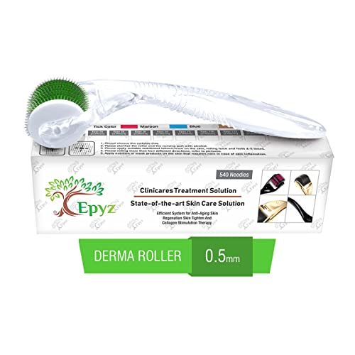 Epyz Derma Roller For Hair Growth 0.5 mm with 540 Stainless Steel Needles Repairs Damaged Hair Reduces Acne Scars Safe & Effective For Hair Fall & Hair Thickening - TR-Green - Image 1