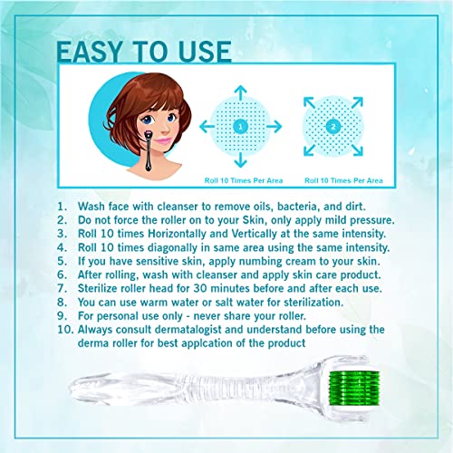 Epyz Derma Roller For Hair Growth 0.5 mm with 540 Stainless Steel Needles Repairs Damaged Hair Reduces Acne Scars Safe & Effective For Hair Fall & Hair Thickening - TR-Green - Image 4