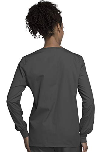 Cherokee Women's Snap Front Warm Up Jacket, Pewter, Large - Image 4
