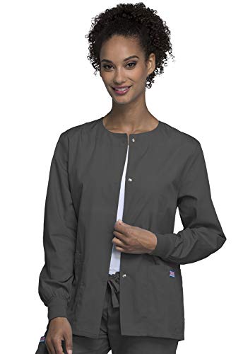 Cherokee Women's Snap Front Warm Up Jacket, Pewter, Large - Image 2