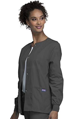 Cherokee Women's Snap Front Warm Up Jacket, Pewter, Large - Image 3