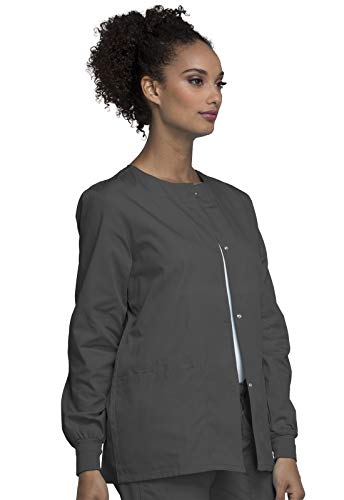 Cherokee Women's Snap Front Warm Up Jacket, Pewter, Large - Image 5