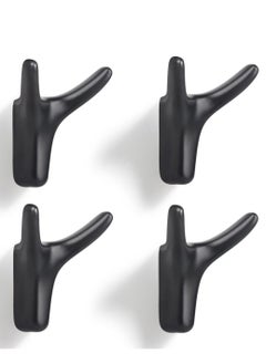 Hooks for Clothes Towel Hooks Coat Hook Cow Head Wall Hooks for Heavy Duty Door Hanger Towel Robe Clothes Cabinet Closet Sponges Hook for Bathroom Bedroom Kitchen Hotel Pool (4 Packs Matte Black)