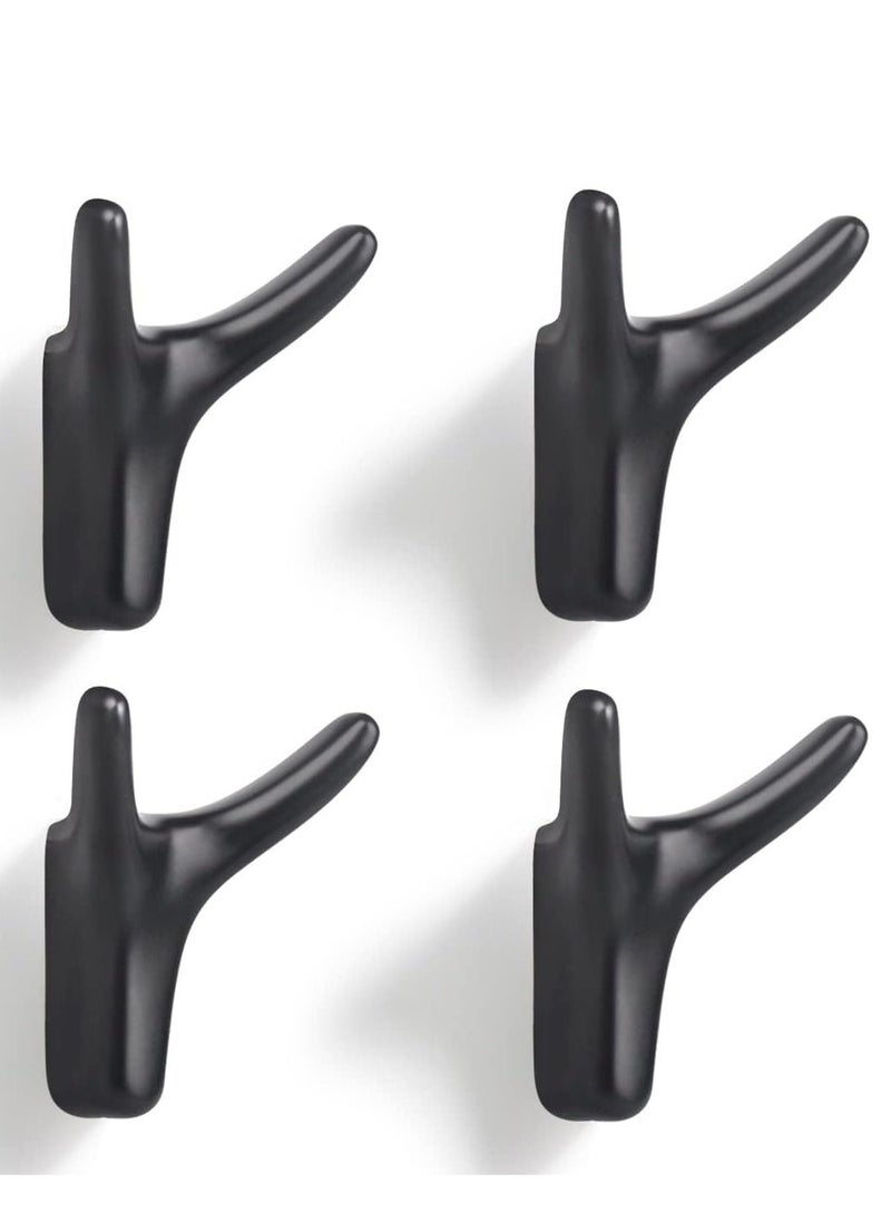 KASTWAVE - Hooks for Clothes Towel Hooks Coat Hook Cow Head Wall Hooks for Heavy Duty Door Hanger Towel Robe Clothes Cabinet Closet Sponges Hook for Bathroom Bedroom Kitchen Hotel Pool (4 Packs Matte Black) - Image 1