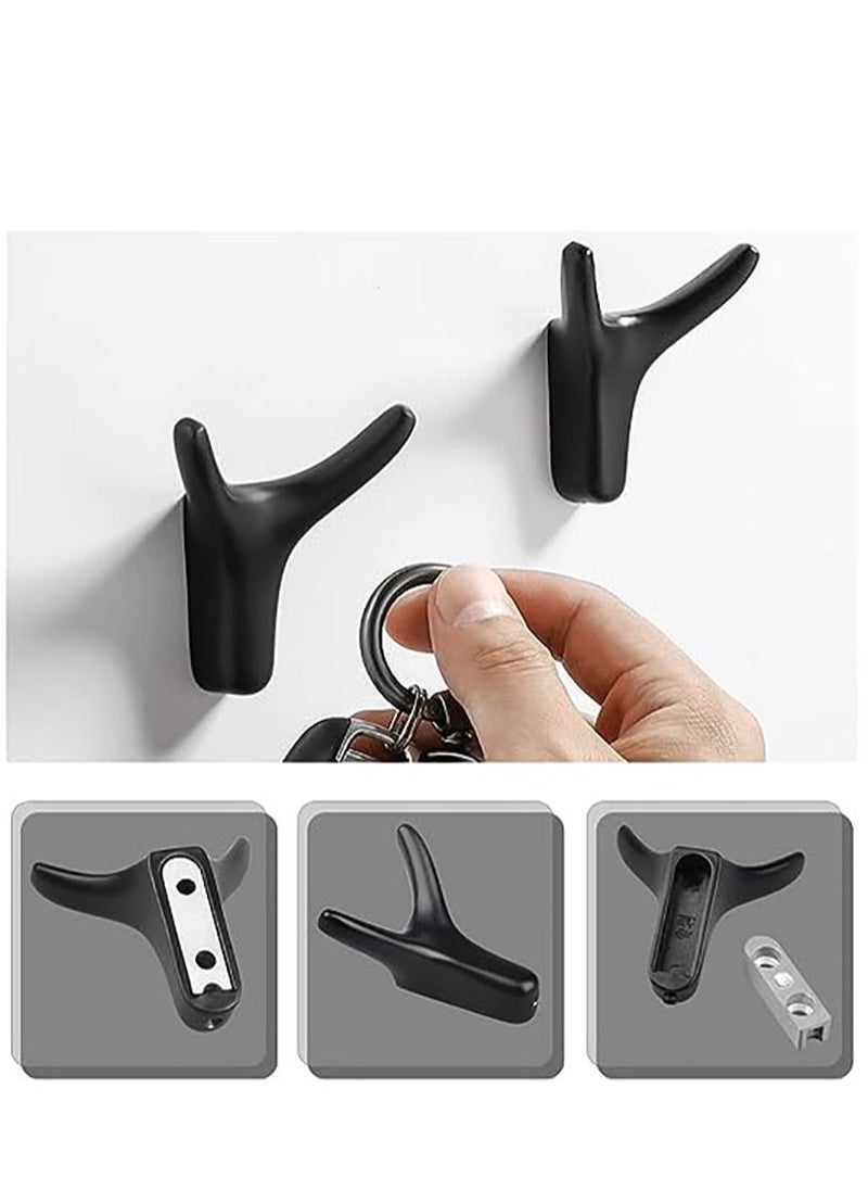 KASTWAVE - Hooks for Clothes Towel Hooks Coat Hook Cow Head Wall Hooks for Heavy Duty Door Hanger Towel Robe Clothes Cabinet Closet Sponges Hook for Bathroom Bedroom Kitchen Hotel Pool (4 Packs Matte Black) - Image 1