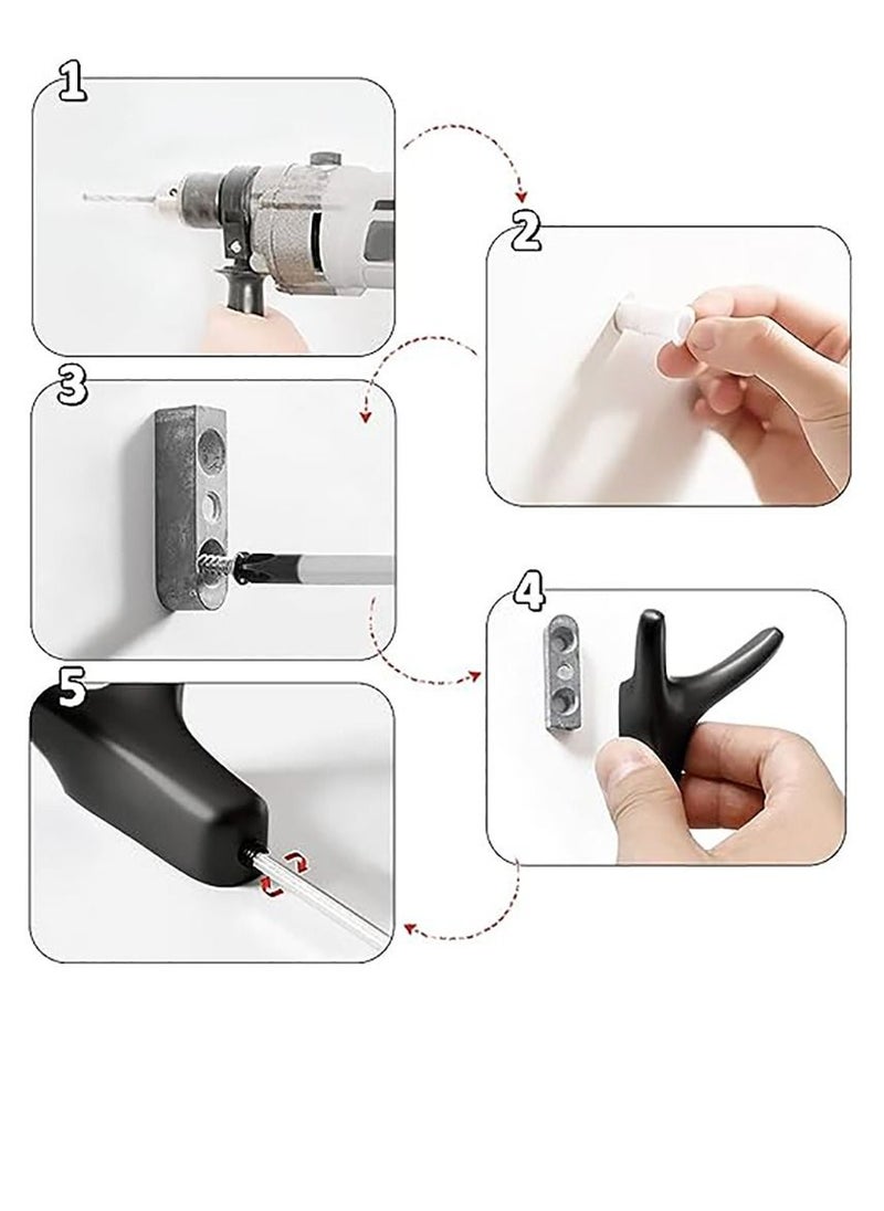 KASTWAVE - Hooks for Clothes Towel Hooks Coat Hook Cow Head Wall Hooks for Heavy Duty Door Hanger Towel Robe Clothes Cabinet Closet Sponges Hook for Bathroom Bedroom Kitchen Hotel Pool (4 Packs Matte Black) - Image 1