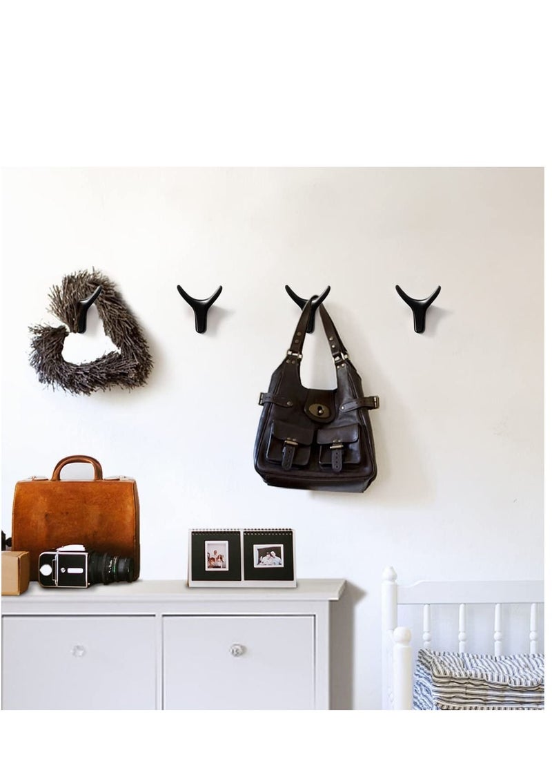 KASTWAVE - Hooks for Clothes Towel Hooks Coat Hook Cow Head Wall Hooks for Heavy Duty Door Hanger Towel Robe Clothes Cabinet Closet Sponges Hook for Bathroom Bedroom Kitchen Hotel Pool (4 Packs Matte Black) - Image 1