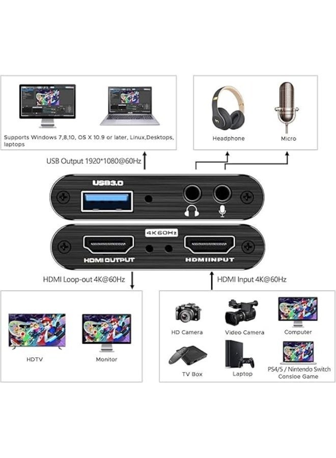 4K HDMI to USB 3.0 Video Capture Card - 1080P 60fps Game Recorder for Nintendo Switch, Xbox, and PlayStation 5 - Image 4