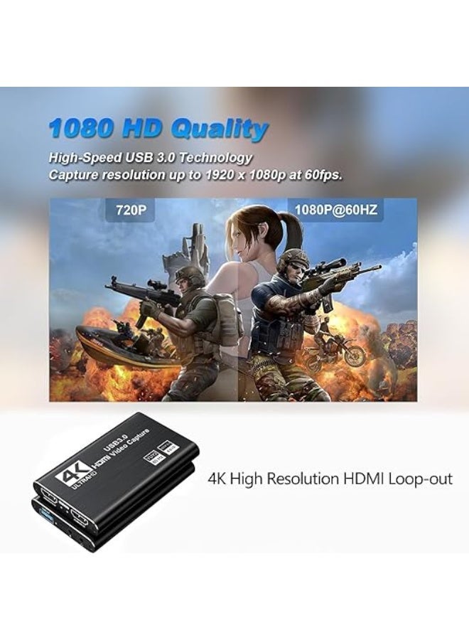 4K HDMI to USB 3.0 Video Capture Card - 1080P 60fps Game Recorder for Nintendo Switch, Xbox, and PlayStation 5 - Image 3