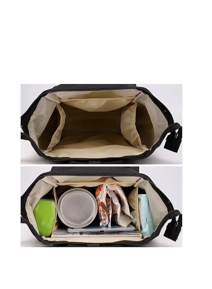 Stylish and practical multi-purpose mother's backpack - waterproof - large capacity and smart organization - ideal for travel and outings with the baby - modern multi-pocket design(black)  - Image 2