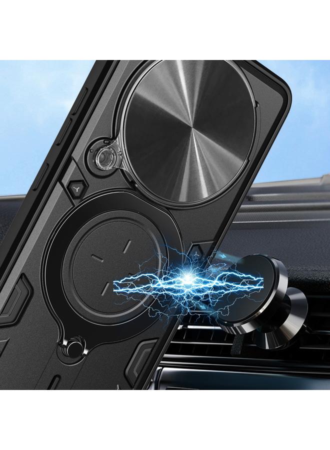 زبون جراب لهاتف Honor X9a / Magic5 Lite CD Texture Sliding Camshield حامل مغناطيسي للهاتف - Image 4