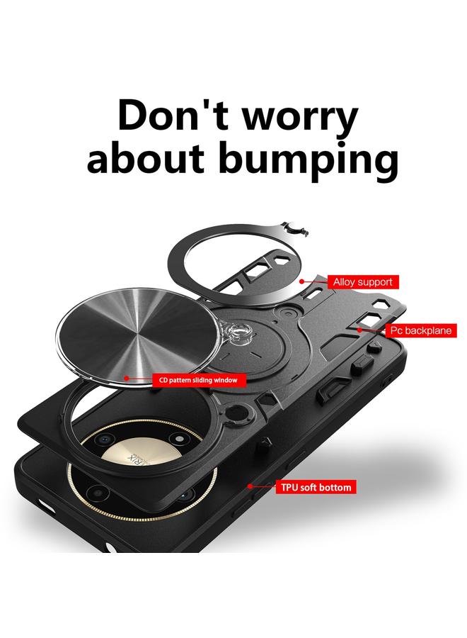 زبون جراب لهاتف Honor X9a / Magic5 Lite CD Texture Sliding Camshield حامل مغناطيسي للهاتف - Image 3