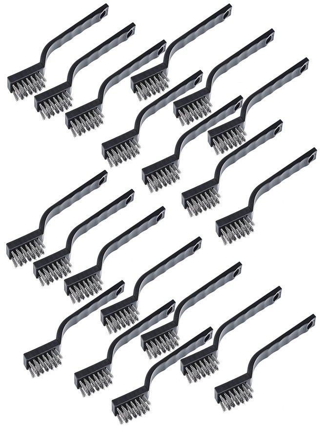 Sunmns 20 Pieces Mini Handle Stainless Steel Wire Bristles Brush Set for Cleaning Welding Slag, Stain and Rust (Silvery) - Image 2