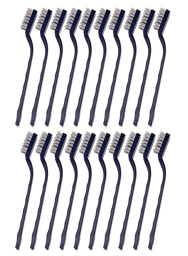Sunmns 20 Pieces Mini Handle Stainless Steel Wire Bristles Brush Set for Cleaning Welding Slag, Stain and Rust (Silvery) - Image 1
