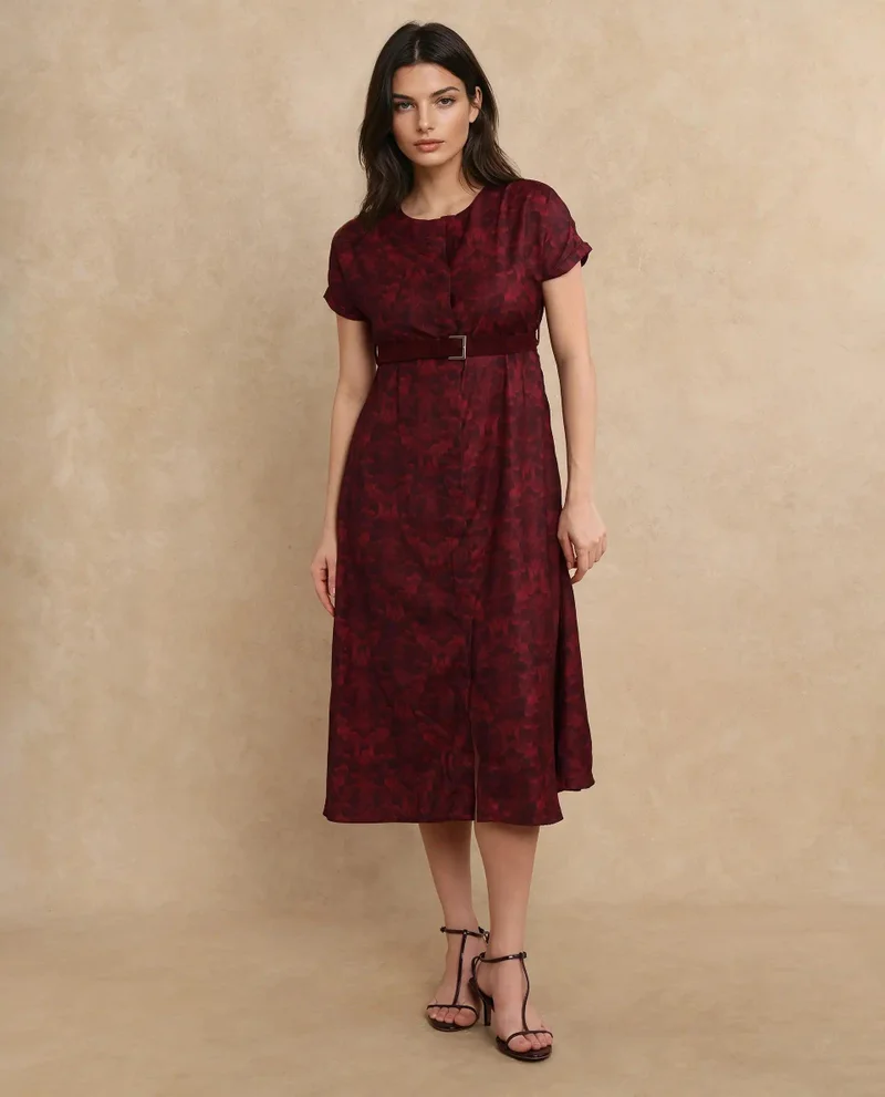 Rareism Women's Abstract Printed Midi Dress
