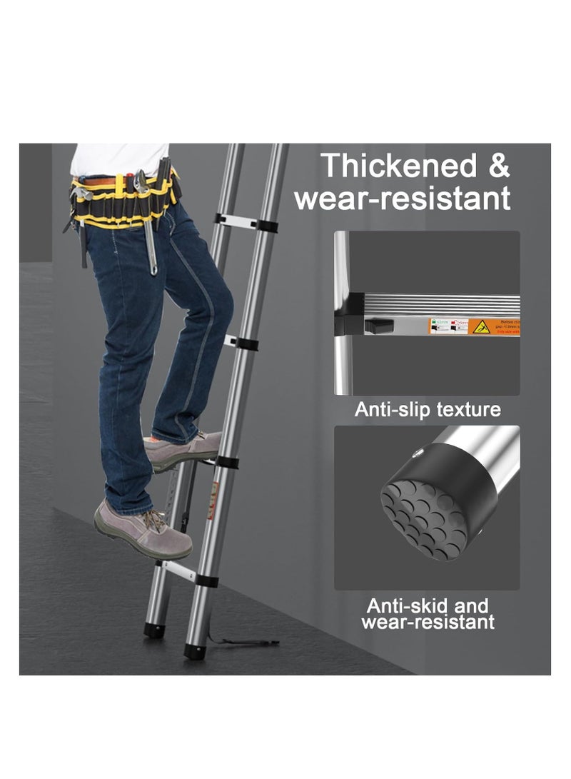 3.2m Extendable Multipurpose Stainless Steel Ladder, Small Portable Ladder for Roof, RV, Decorating, Painting, Cleaning - Image 3