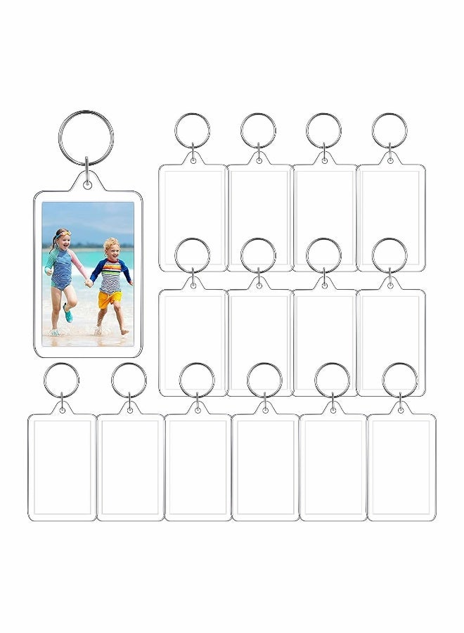 Acrylic Photo Frame Keychain Holder, 50 Pieces Insert Keychain, Clear Picture Keychains Key Chain, Snap-In Custom Keyring for DIY Projects - Image 1