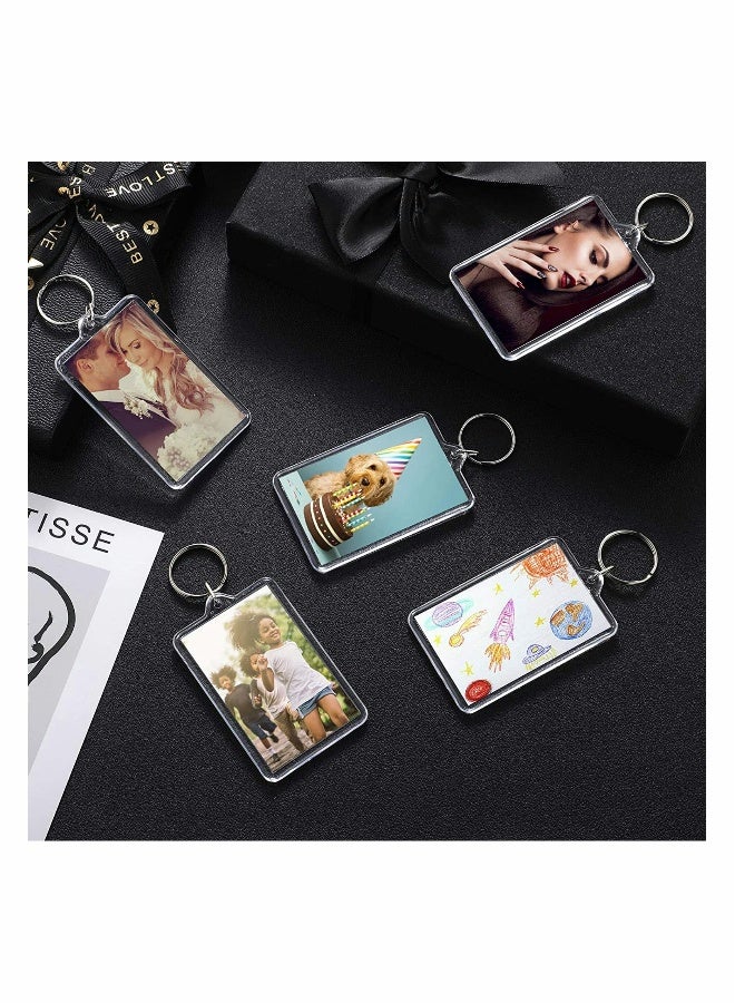 Acrylic Photo Frame Keychain Holder, 50 Pieces Insert Keychain, Clear Picture Keychains Key Chain, Snap-In Custom Keyring for DIY Projects - Image 4