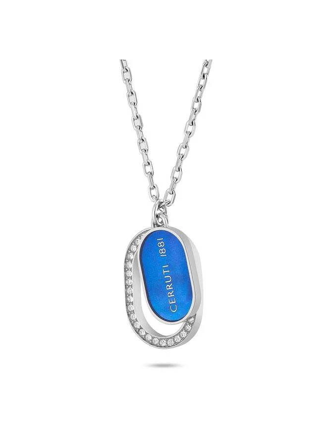 CERRUTI 1881 Aosta Silver Plated Blue Stainless Steel Necklace for Women 450mm