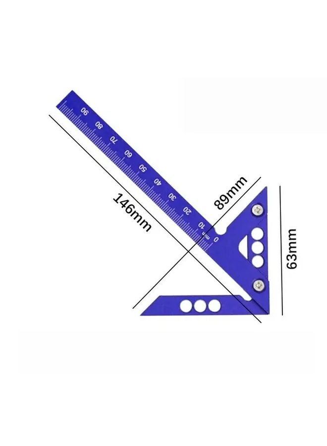 Blue Aluminum Alloy Speed Square Metric Precision 45 90 Degree Angle Ruler - Image 2