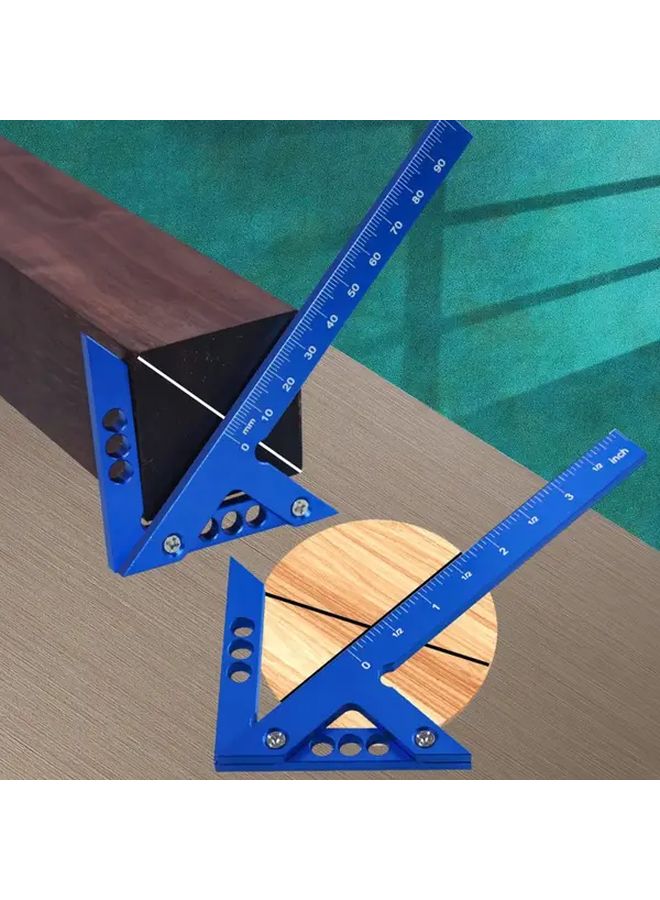 Blue Aluminum Alloy Speed Square Metric Precision 45 90 Degree Angle Ruler - Image 3