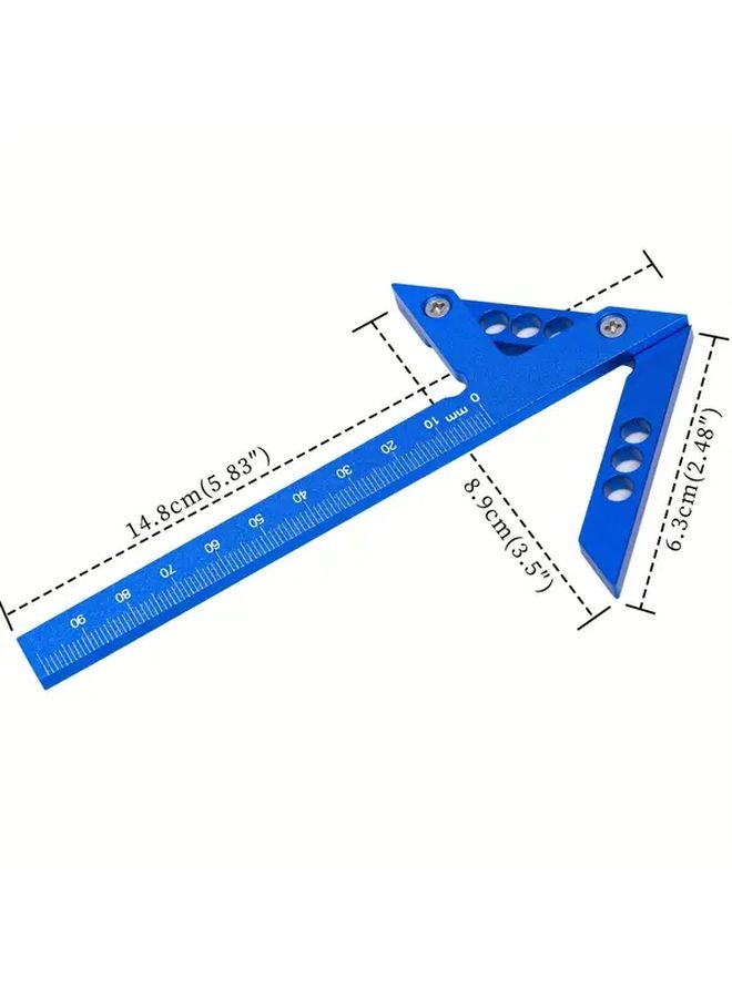 Blue Aluminum Alloy Speed Square Metric Precision 45 90 Degree Angle Ruler - Image 4