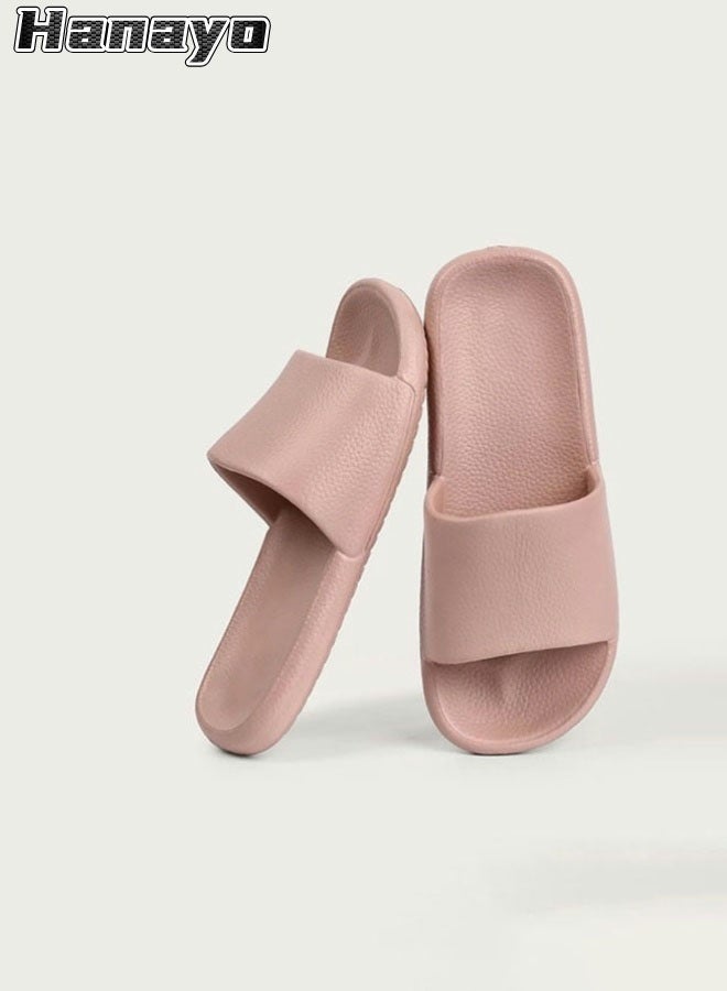 Hanayo Slipper Indoor Open Toe EVA Slippers Quiet Household Bathroom Shower Soft Bottom Anti-skid Slippers Female Slippers(Pink)  - Image 1