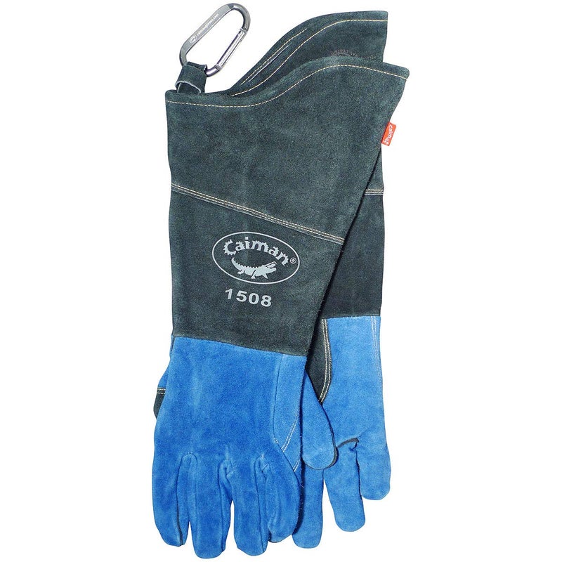 Caiman Premium Split Cowhide MIGStick Welding Gloves Scalloped Cuff Fleece Lining Kontour Design BlueBlack Large 1508 - Image 5