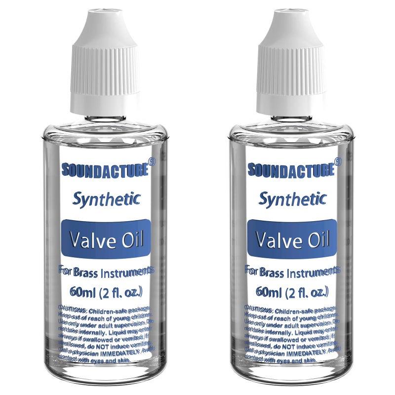 SOUNDACTURE 2PCS 2oz Brass Valve Oil for Trumpet, Trombone, Tuba & Baritone â€“ Premium Synthetic Valve Lubricant, 2-Pack for Smooth Action, Long-Lasting Performance & Easy Application - Image 1