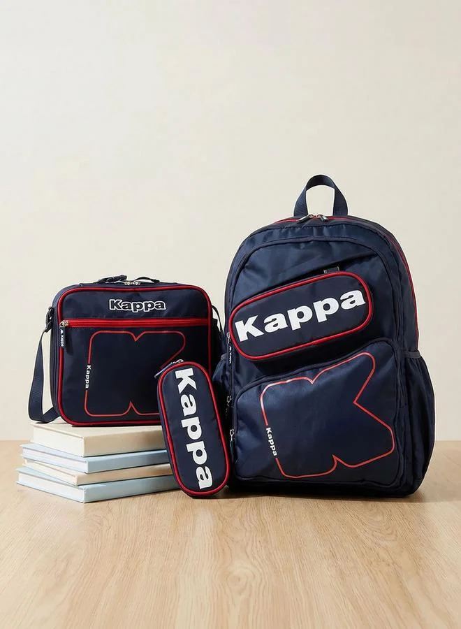 كابا Logo Print 3-Piece School Backpack Set For Kids 13 Years+ With Lunch Bag And Pencil Pouch
