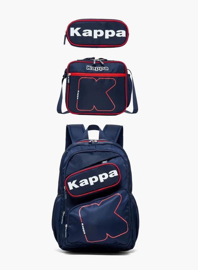 كابا Logo Print 3-Piece School Backpack Set For Kids 13 Years+ With Lunch Bag And Pencil Pouch