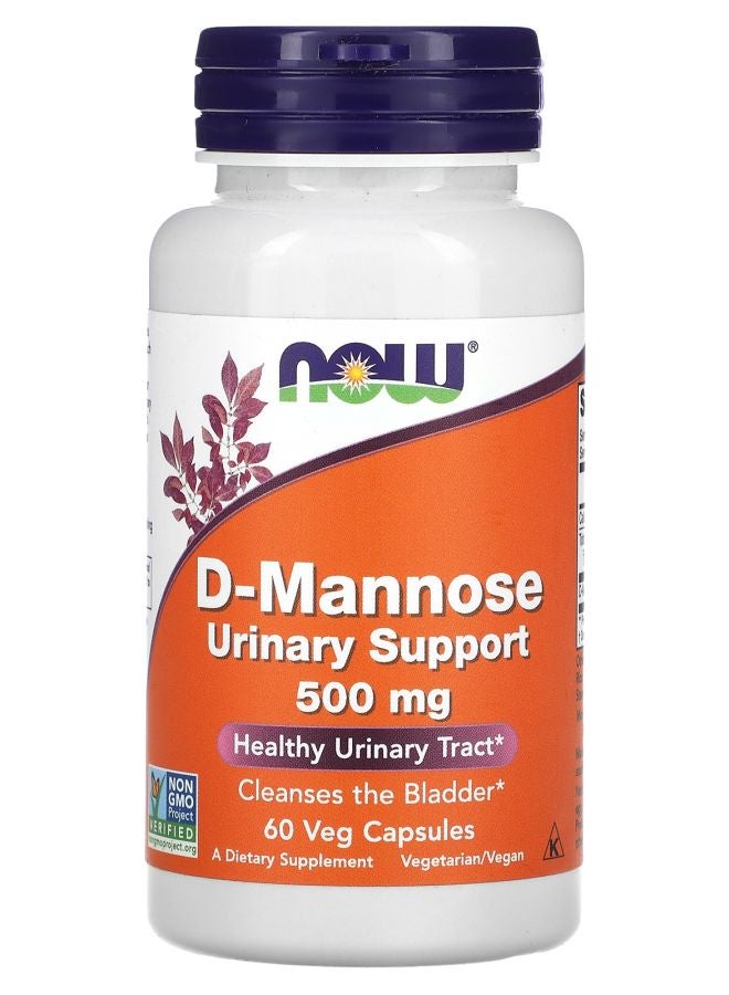 now D-Mannose 1500 mg 60 Veg Capsules (500 mg per Capsule)