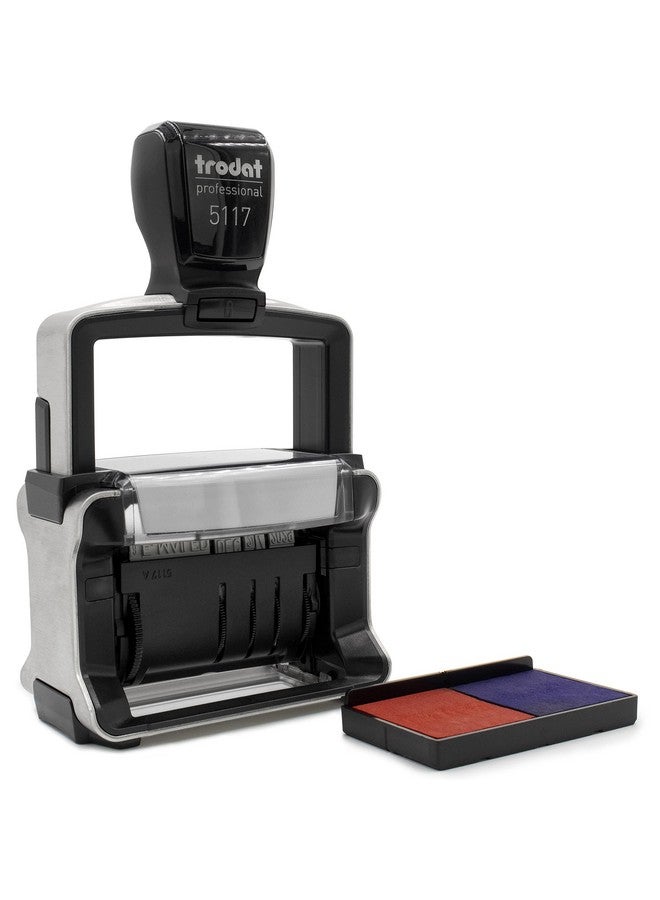 Rubber Stamp Creation 5117 Professional 12Message Stamp W/Dater Selfinking Blue/Red 2 Color Ink - Image 5