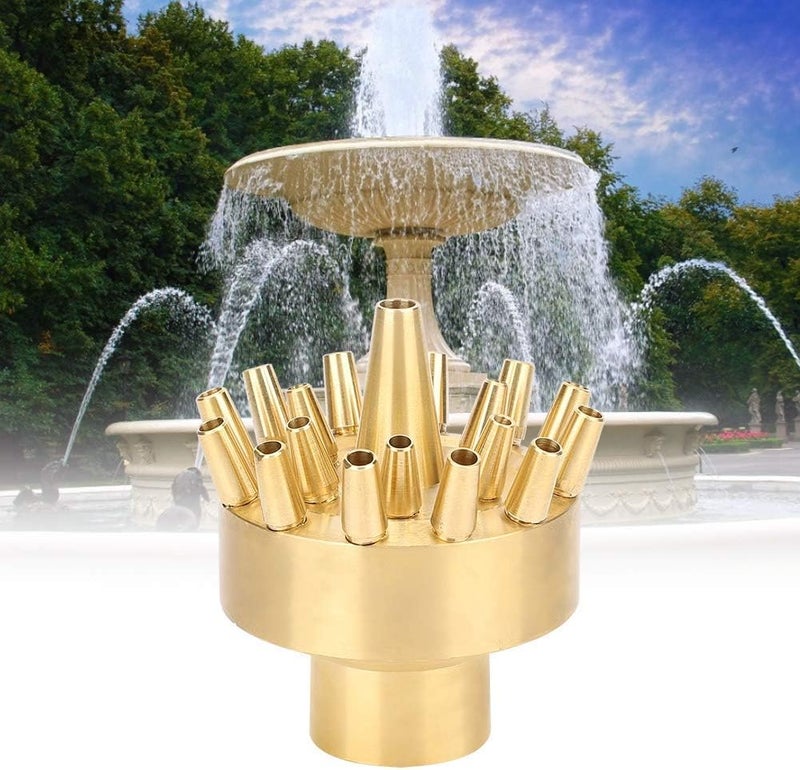 Fdit Copper Fountain Nozzle, 1 Inch Female Thread Sprinkler Spray Head Multi Hole Garden Water Fountain Nozzle for Pond Landscape - Image 3