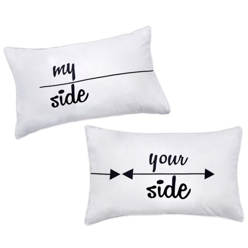 DasyFly My Side and Your Side Couples Pillowcases His Hers Cute Pillow Case Funny Couples Gifts for Anniversary Wedding  Engagement V-Day Chirstmas.His and Hers Gifts for Couples - Image 1