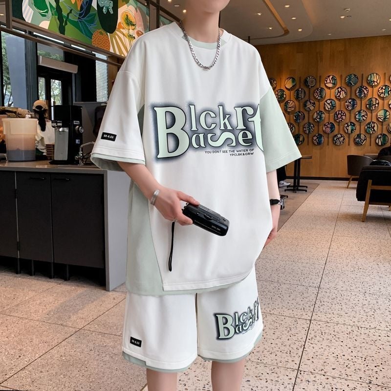 Summer Youth Short-Sleeved Shirt Men''s Two-Piece Suit New Style Handsome Student Trendy Casual Sports Loose Shorts - Image 4