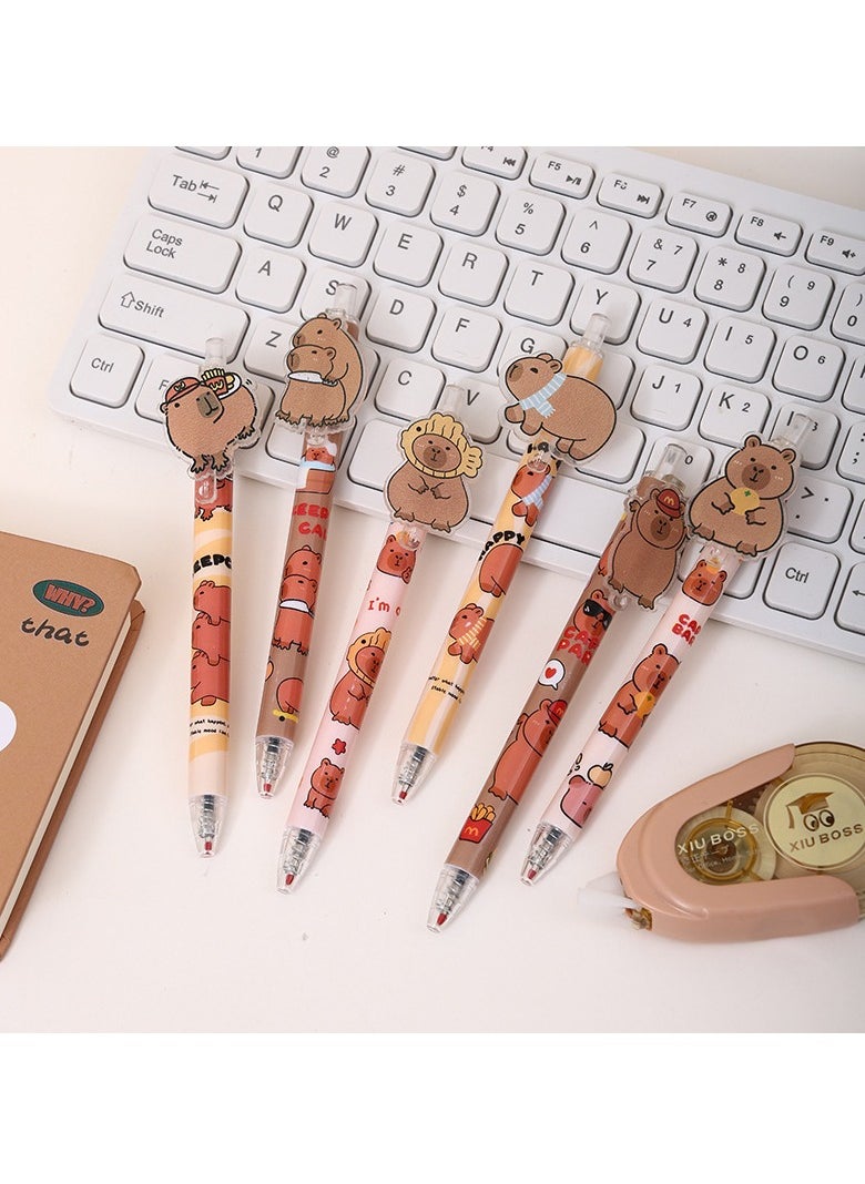 Generic - 48 Pieces of Cartoon Doll Acrylic Patch Press Pen Cute Shape Press Neutral Pen Black Signature Pen Student Stationery - Image 1