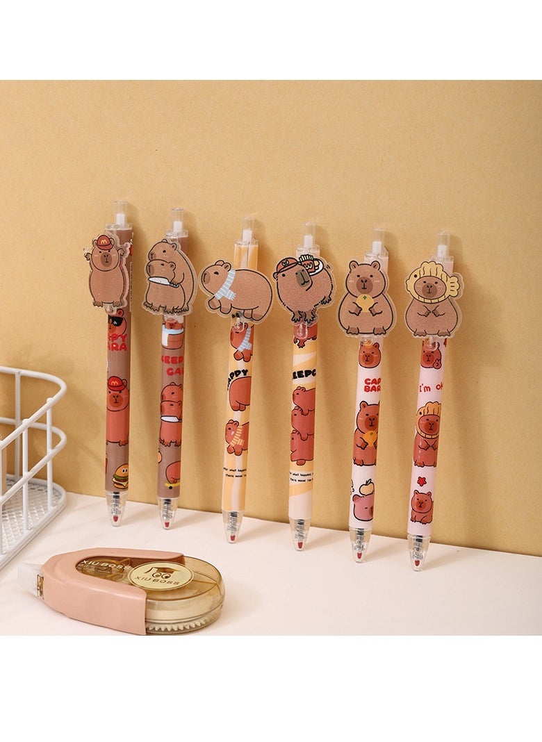 Generic - 48 Pieces of Cartoon Doll Acrylic Patch Press Pen Cute Shape Press Neutral Pen Black Signature Pen Student Stationery - Image 1