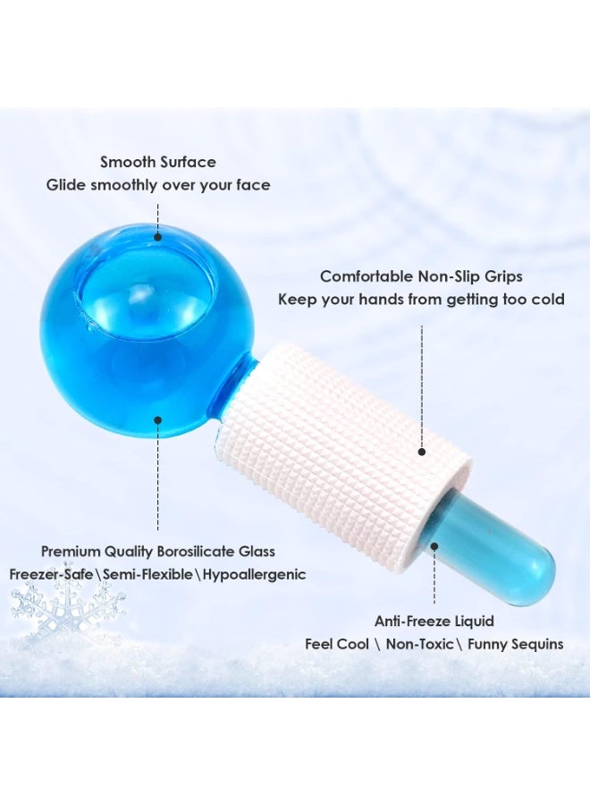 Ice Ball Face and Neck Massage Set, Facial Massage Tools for Puffiness Reduction, Skin Rejuvenation, Cryotherapy Dark Circle Treatment, Anti-Aging with Ice Balls, Gua Sha Tool, Daily Skin Care Set - Blue - Image 4