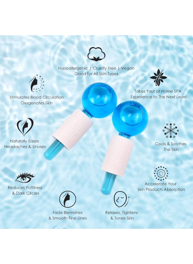 Ice Ball Face and Neck Massage Set, Facial Massage Tools for Puffiness Reduction, Skin Rejuvenation, Cryotherapy Dark Circle Treatment, Anti-Aging with Ice Balls, Gua Sha Tool, Daily Skin Care Set - Blue - Image 3