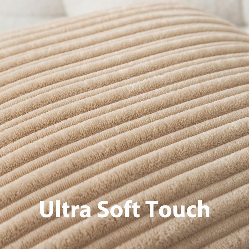 UGS UGASA غطاء وسادة من UGASA مقاس 14×24 بوصة، عبوة من قطعة واحدة، مخمل مخطط بوهو ناعم، غطاء وسادة قطنية طويلة مستطيلة للسرير والأريكة والأريكة وغرفة النوم وغرفة المعيشة، بيج - Image 3
