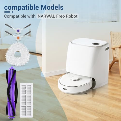BUXEBUX 16 Pack Replacement Parts for Narwal Freo Robot Vacuum Cleaner Spare Accessories Kit, 1 Main Roller Brush, 4 Hepa Filters, 4 Mop Pads, 6 Side Brush, 1 Clean Tool. - Image 2