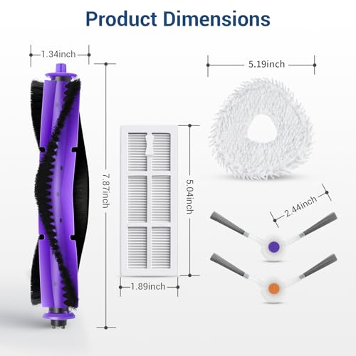 BUXEBUX 16 Pack Replacement Parts for Narwal Freo Robot Vacuum Cleaner Spare Accessories Kit, 1 Main Roller Brush, 4 Hepa Filters, 4 Mop Pads, 6 Side Brush, 1 Clean Tool. - Image 3