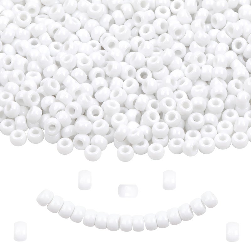 Kakw White Pony Beads For Bracelet 1000 Pcs Plastic Beads For Friendship Bracelets 6X9Mm Large Hole Beads For Hair Braiding Small Beads Necklace Earrings Jewelry Making - Image 1