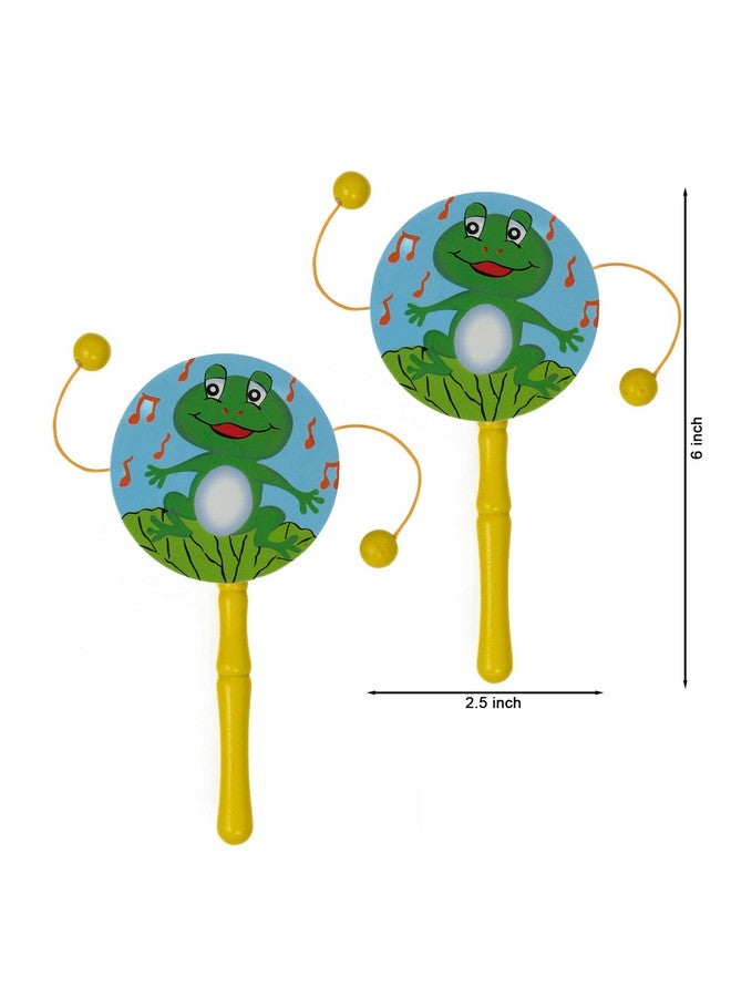 Toolart® Non Toxic Colorful Wooden Baby Rattle Toy - Set of 4 (Drum) (Color May Vary) - Image 3