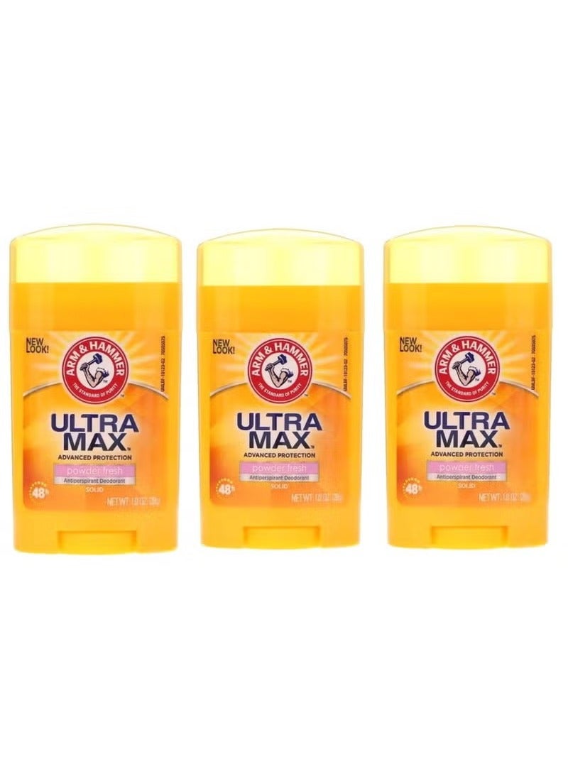 Arm & Hammer UltraMax Powder Fresh Antiperspirant Deodorant 28g, 3 Pack - Image 1